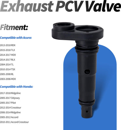 HiSport 17130-RCA-A02 PCV Valve - Compatible with Acura RDX TLX MDX RLX TL TSX RL MDX Honda Ridgeline Odyssey Pilot Crosstour Ridgeline Accord Accord Crosstour 2003-2018 - Replace 17130RCAA01