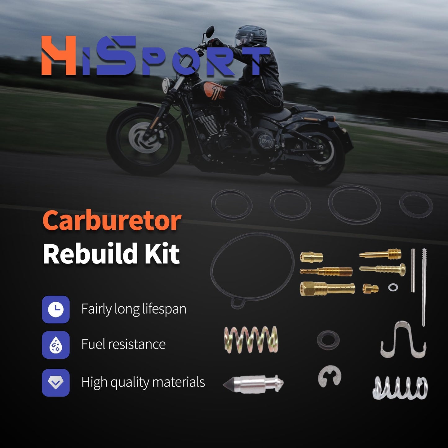 HiSport Carburetor Carb Rebuild Kit - Compatible with Honda Sportrax 90 TRX90 2x4 1999-2006 Replaces 16155-GZ5-000