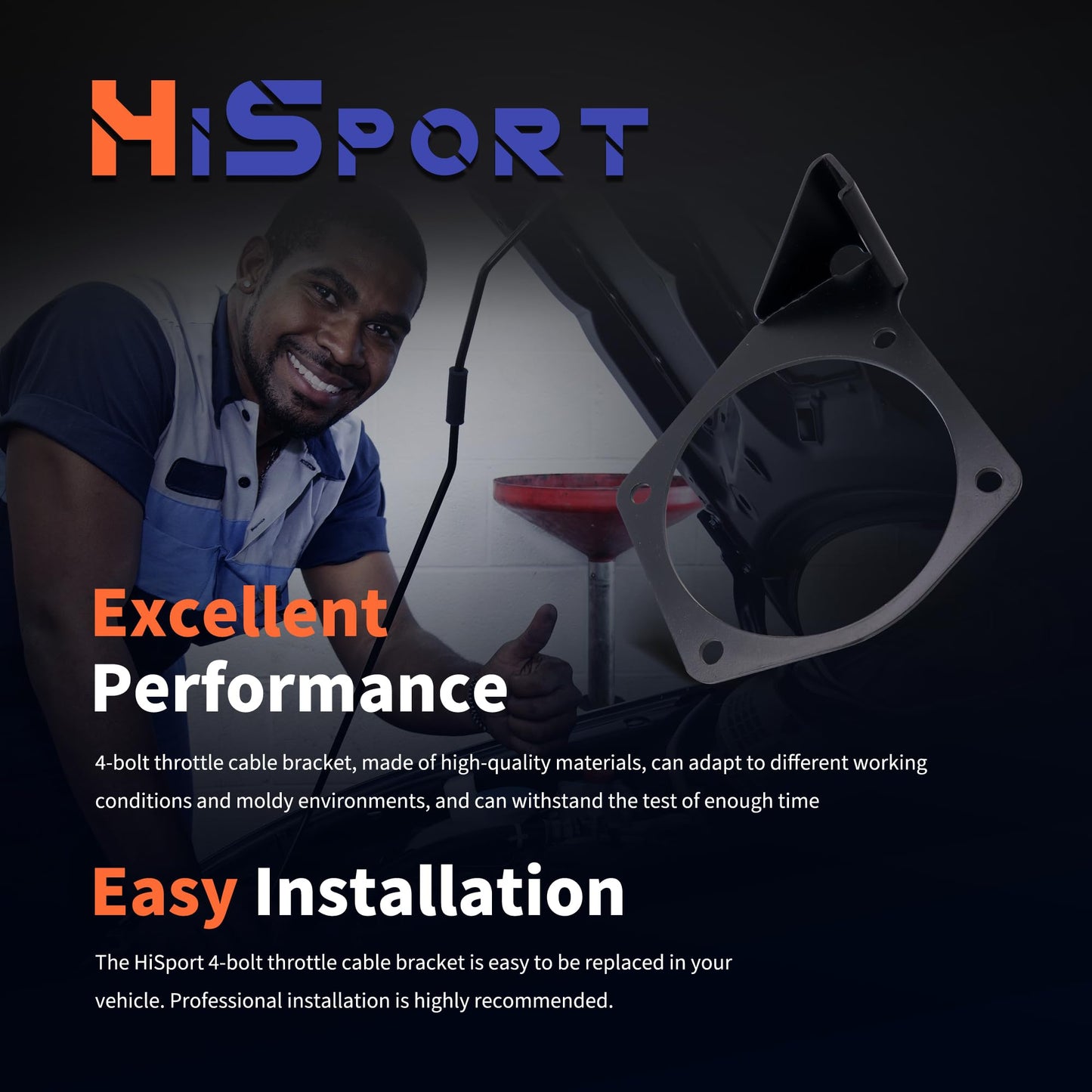 HiSport 81012 4-Bolt Throttle Cable Bracket - Intakes 92MM-102MM Compatible with Chevrolet Camaro Corvette Trailblazer SSR Impala Cadillac CTS XLR Pontiac G8 GTO Replaces 81042 81001 81002 81003