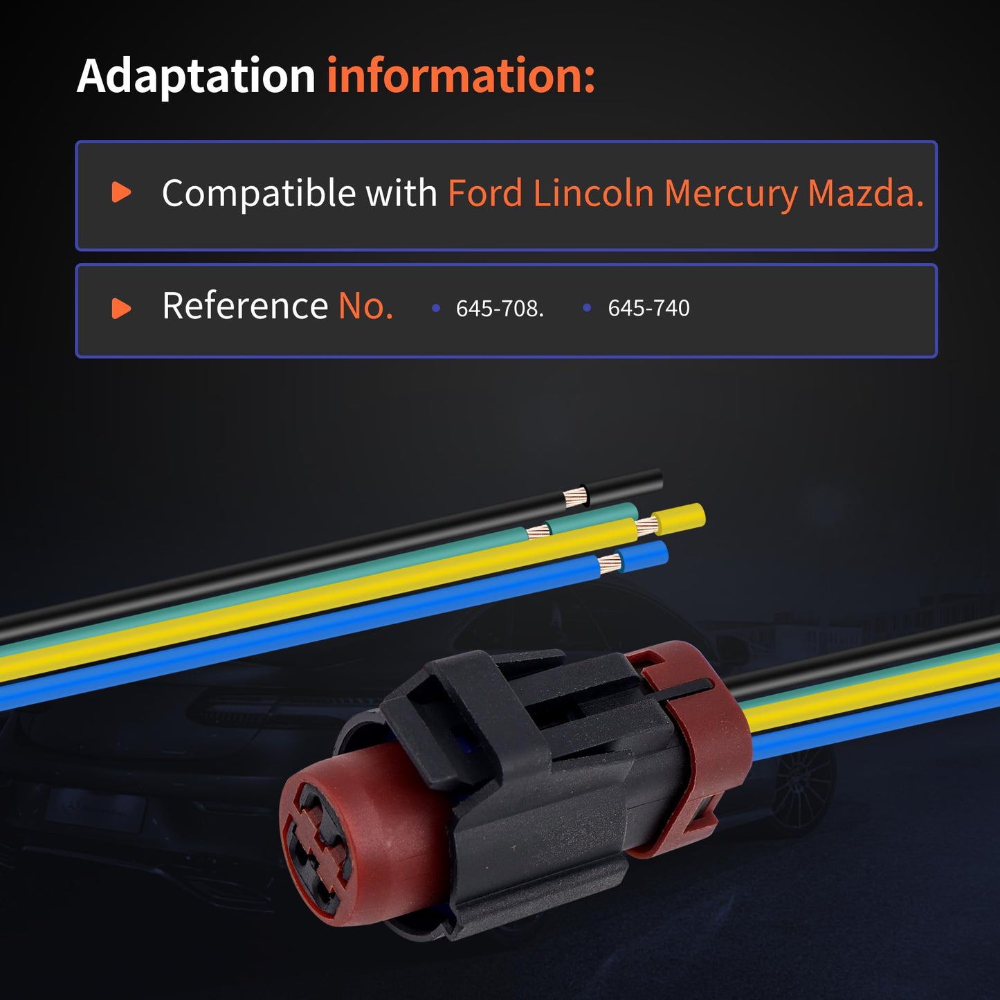 HiSport Vacuum Pump Pigtail 4 Wire Connector for Fuel Pump O2 Sensor 645-740 645-708 Compatible with Ford Lincoln Mercury Mazda