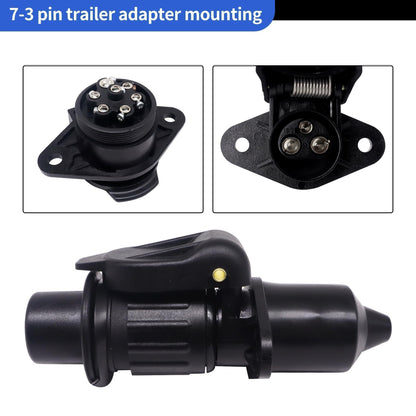 HiSport 12V Trailer Adapter - Black Plastic Trailer Connector 3 Pin Weatherproof Trailer Plug Wiring Connector Adapter Socket