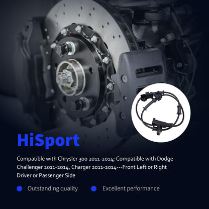 HiSport 970-013 Front Left or Right ABS Wheel Speed Sensor Compatible with Chrysler & Dodge Challenger 2011-2014, Charger 2011-2014 Replaces 4779639AB, 4779639AD