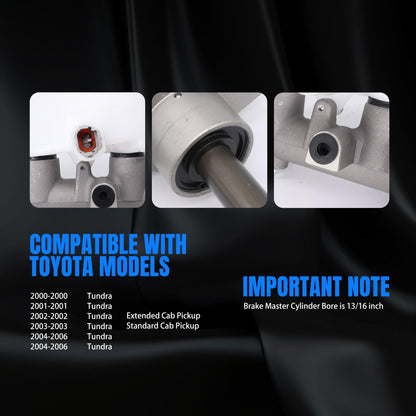 HiSport 472010C010 Brake Master Cylinder with Reservoir and Cap Compatible with Toyota Vehicles Tundra 2000 2001 2002 2003 2004 2005 2006 Replacement for 472010C011, 472010C012 SKM630126 M630126