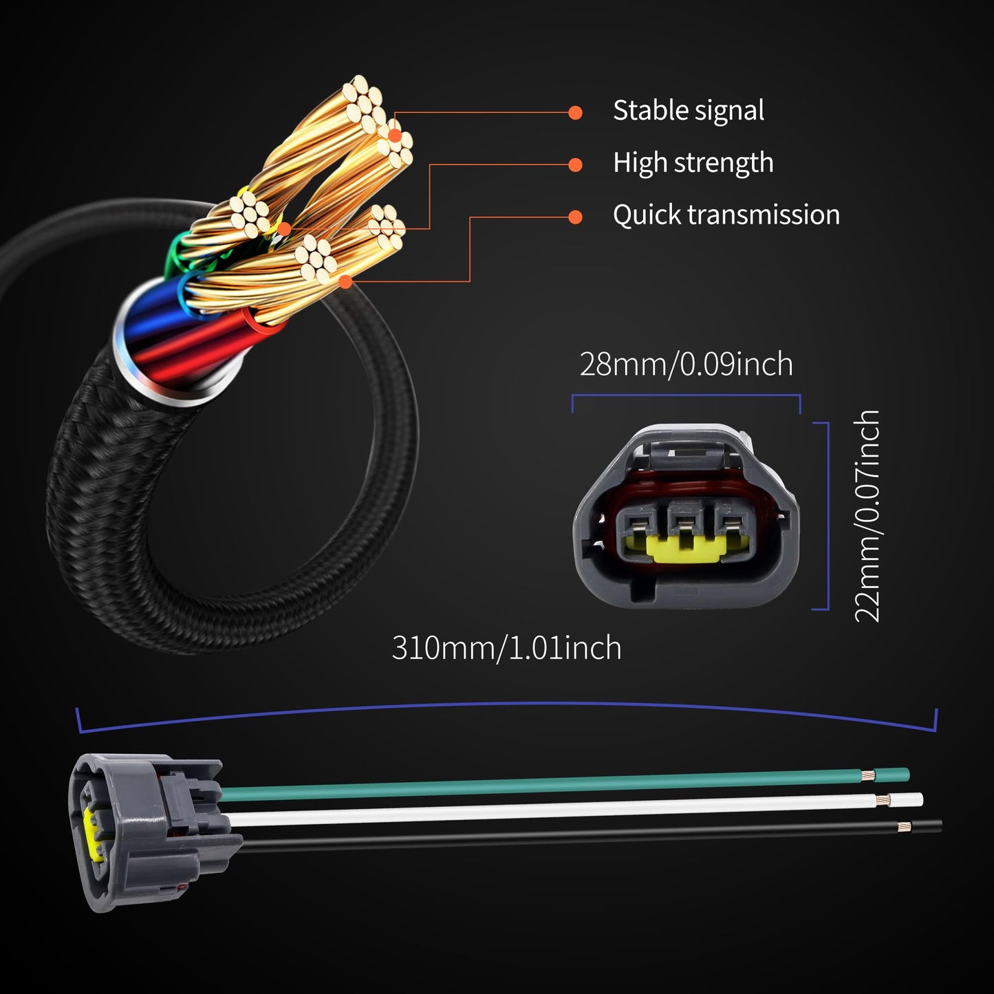 HiSport Camshaft Position Sensor Connector Wiring Harness 5019962AA Compatible with Dodge Ram 1500 2500 3500, B1500 B2500 B3500, Replacement for Jeep Grand Cherokee, Chrysler 300, S-2099 S2099