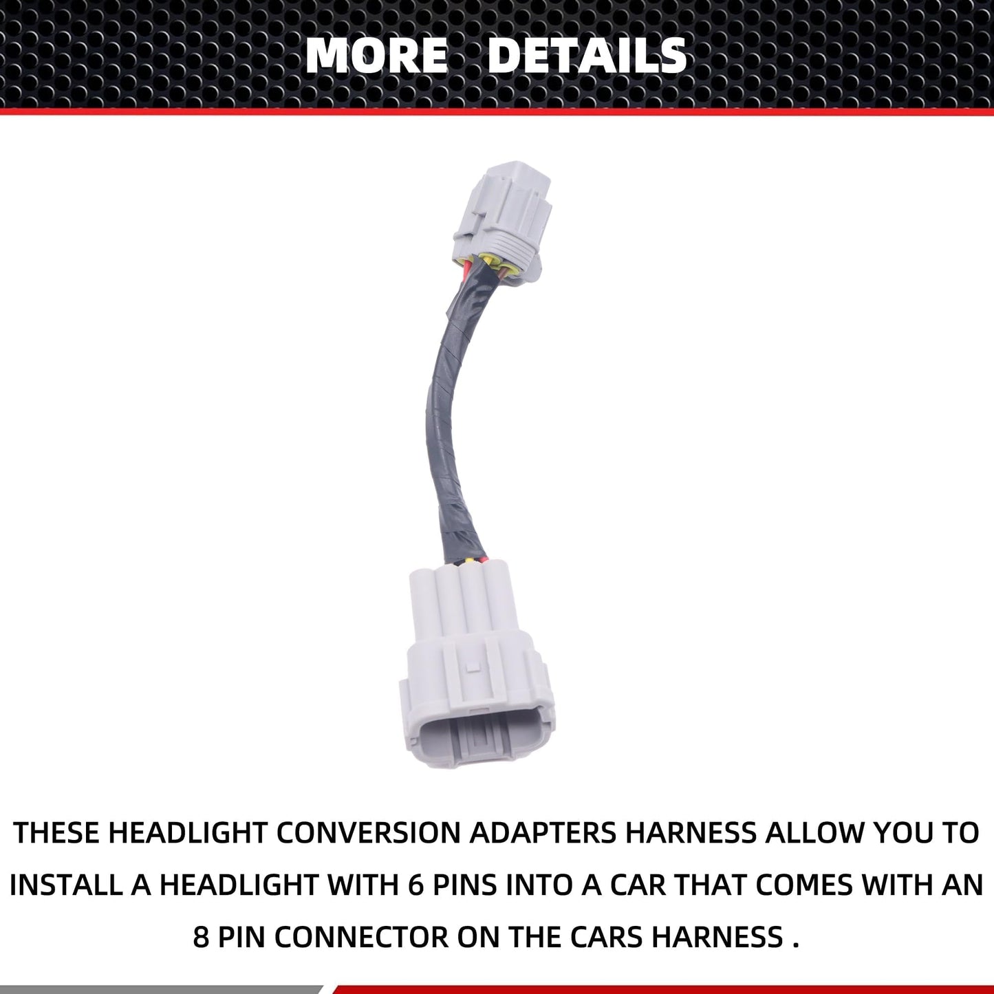 HiSport 2PCS Headlight Conversion Adapters Compatible with Nissan 350z 2003 2004 2005 HID Wiring 8 to Halogen 6