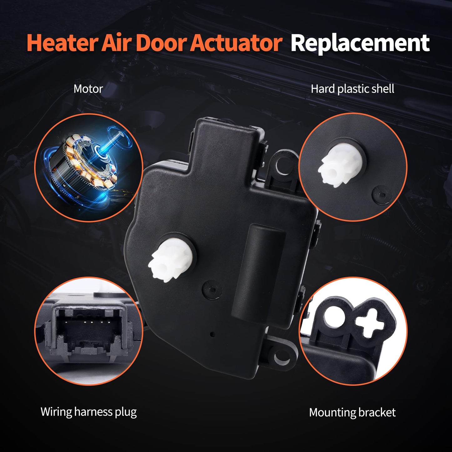 HiSport HVAC Blend Door Actuator 604-024 - Compatible with Chrysler 300 Town & Country Compatible with Dodge Challenger Charger Grand Caravan Dakota Magnum 2008-2019