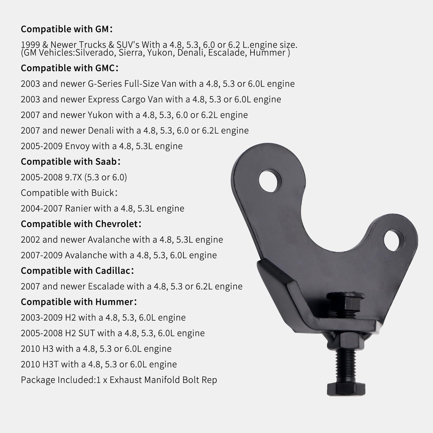 HiSport Exhaust Manifold Bolt Repair Kit - Driver Rear and Passenger Front - Compatible with 1999 & Newer Trucks & SUVs (4.8L, 5.3L, 6.0L, 6.2L Engines)