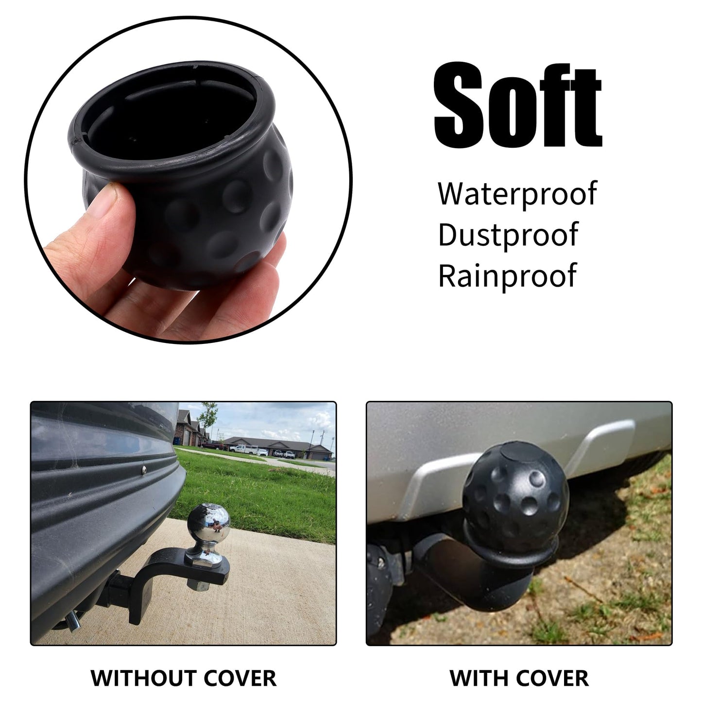 HiSport 4-Pack Universal Trailer Hitch Ball Covers - 2" Rubber Towing Ball Protectors for RV, Truck, Boat, Caravan - Weather-Resistant Dustproof Protective Caps