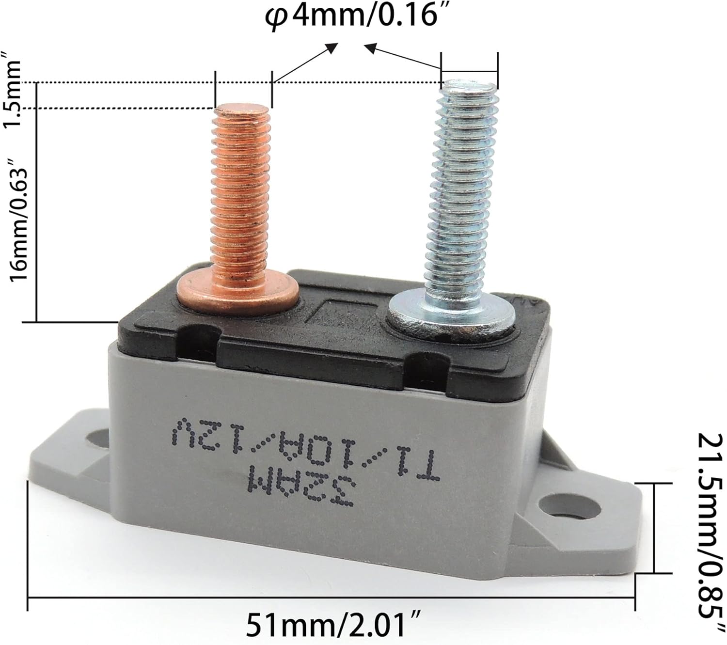 Hisport 10A 12V/24V Automatic Rest Circuit Breaker - Durable for Chargers, Vehicles, Electric Cars, Engines - 10A, Single Unit