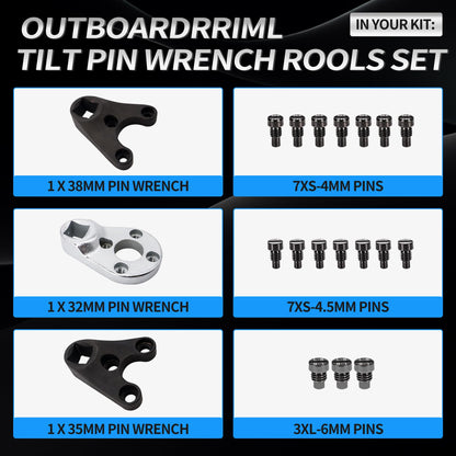 HiSport Outboard Trim Tilt Pin Wrench Tools Set MT0004 MT0006 MT0009 - Compatible with Yamaha Suzuki Johnson Evinrude Honda Outboard