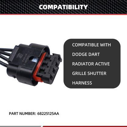 HiSport 68225125AA Radiator Active Grille Shutter Connector Pigtail Plug Wire/Wiring Harness Compatible with Dodge Dart 2013 2014 2015 2016 1.4L 2.0L 2.4L