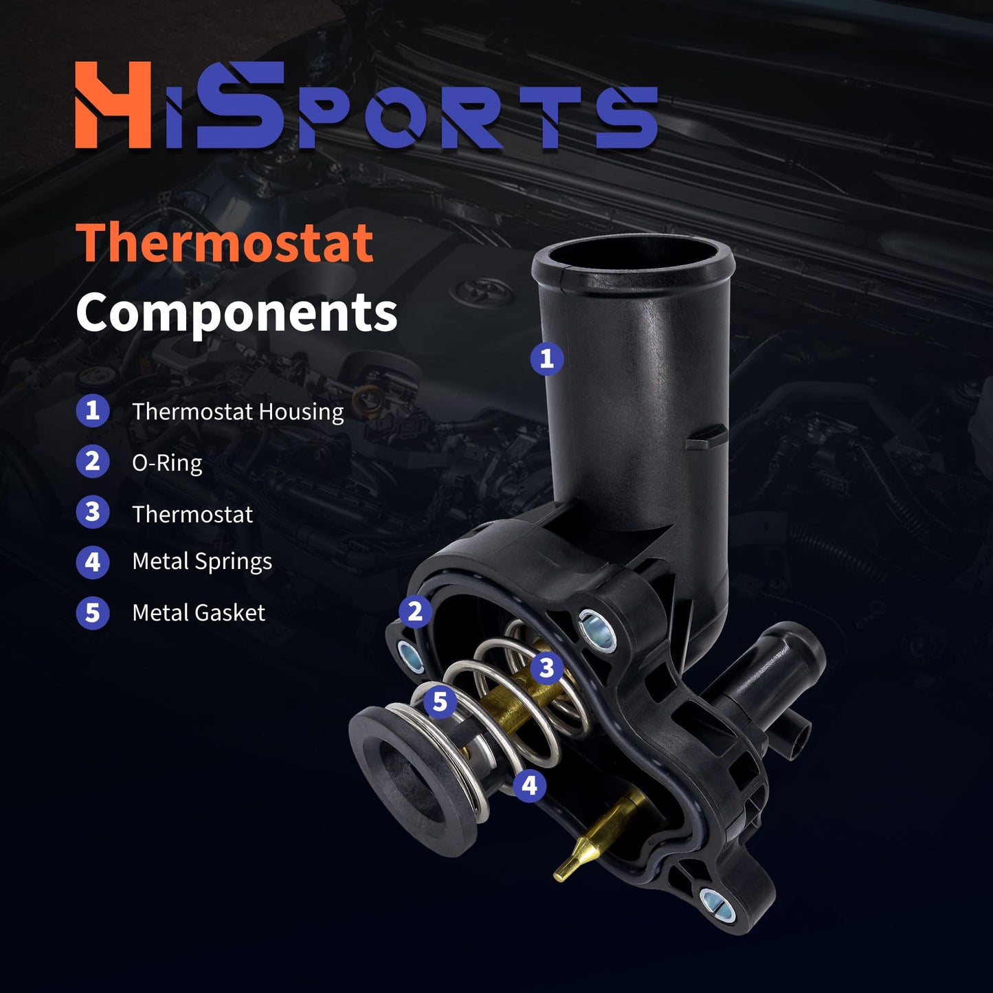 HiSport 902-3113 Thermostat Housing Assembly - Compatible with Jeep Gladiator 2020-2022 Gand Cherokee 2016-2021 Gand Cherokee WK 2022 Jeep Wrangler 2018-2022