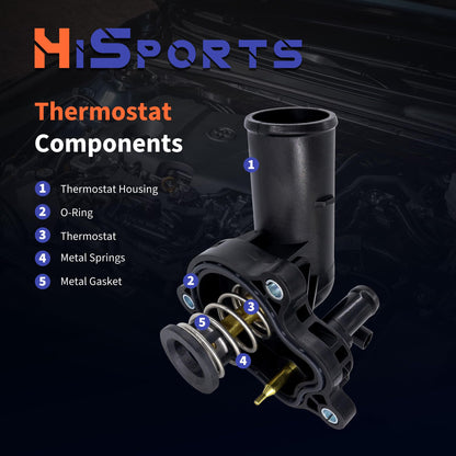 HiSport 902-3113 Thermostat Housing Assembly - Compatible with Jeep Gladiator 2020-2022 Gand Cherokee 2016-2021 Gand Cherokee WK 2022 Jeep Wrangler 2018-2022