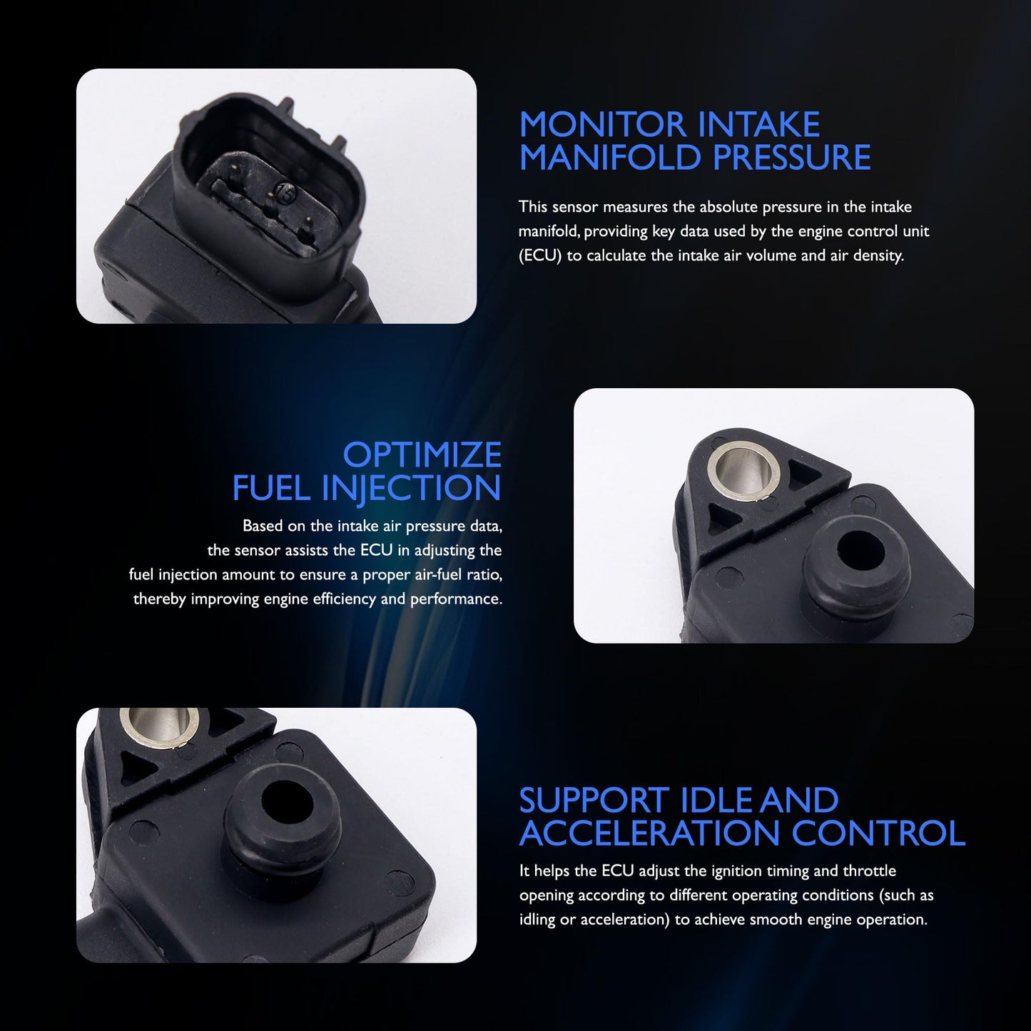 HiSport MAP Manifold Absolute Pressure Sensor - Compatible with Acura Honda Saturn Replaces 37830-PGK-A01 079800-5410 12581972
