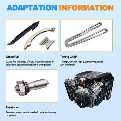 HiSport Engine Timing Chain Kit - Compatible with Buick Allure Chevrolet GMC Terrain Pontiac G5 G6 Pursuit Solstice 9-3X 9-5 Saturn Aura Ion L300 Sky Vue SAAB 9-3 9-3X 9-5 Oldsmobile Alero TKC8002