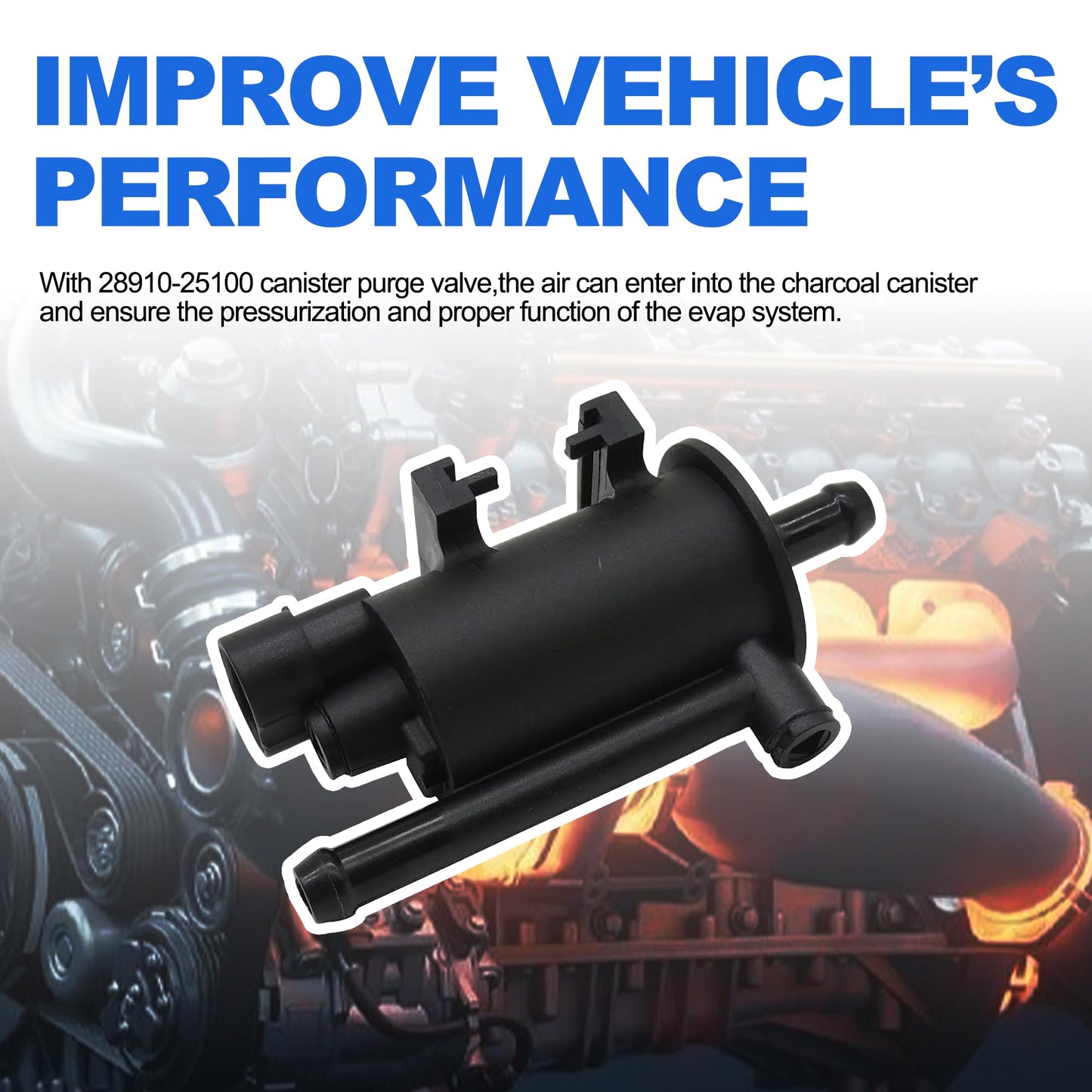 HiSport Vapor Canister Purge Solenoid 28910-25100 - Compatible with Hyundai Genesis Coupe Santa FE Sonata Tucson KIA Forte5 - replaces 911676 460096 2M1281 2283745