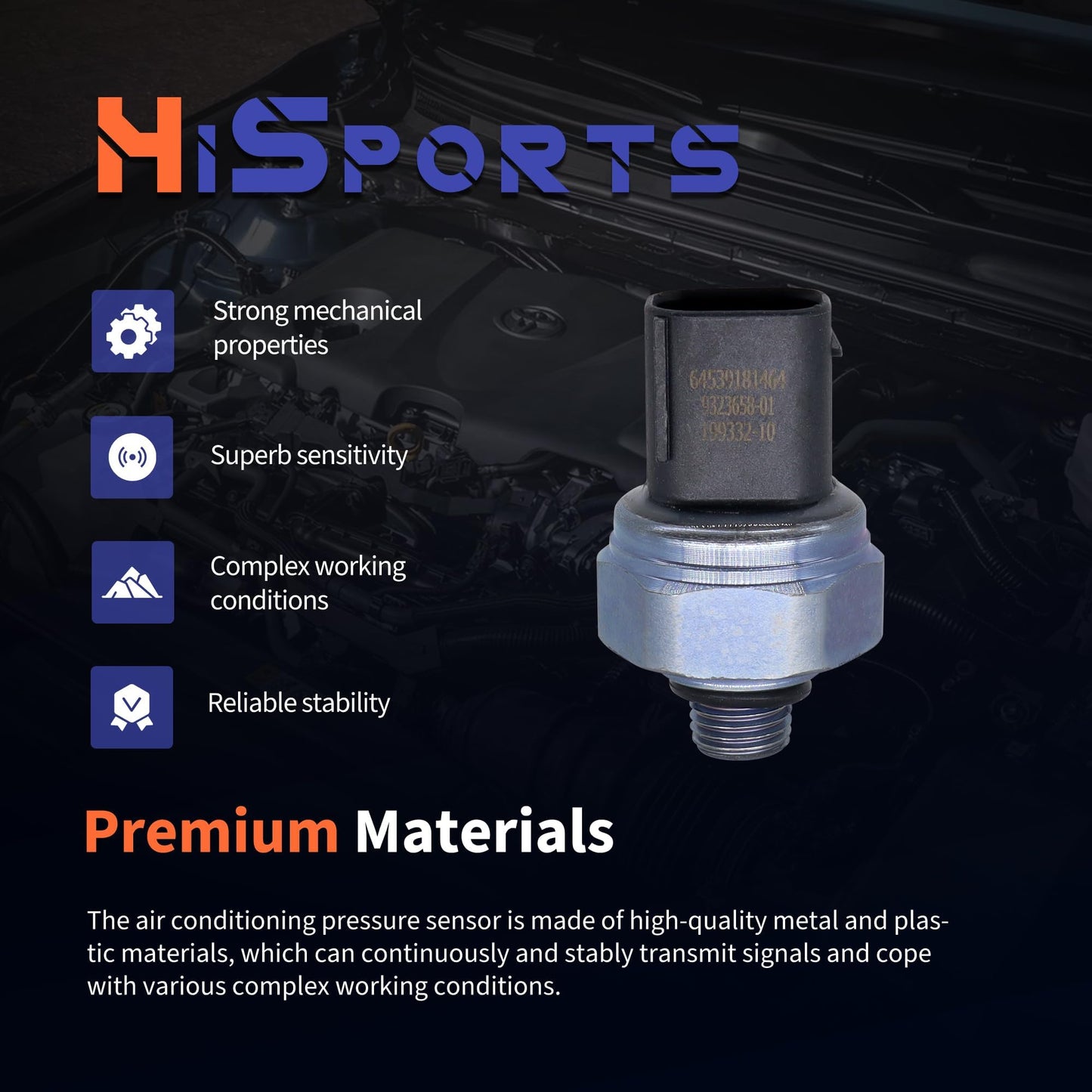 HiSport 64539323658 A/C Air Conditioner Pressure Sensor Switch Compatible with BMW Z4 X1 X2 X3 X4 X5 X6 X7 1 Series M 128i 135i 135is 228i 230i 320i 323ci 323i 325ci 325i 325xi 328i 330i 335i 335is
