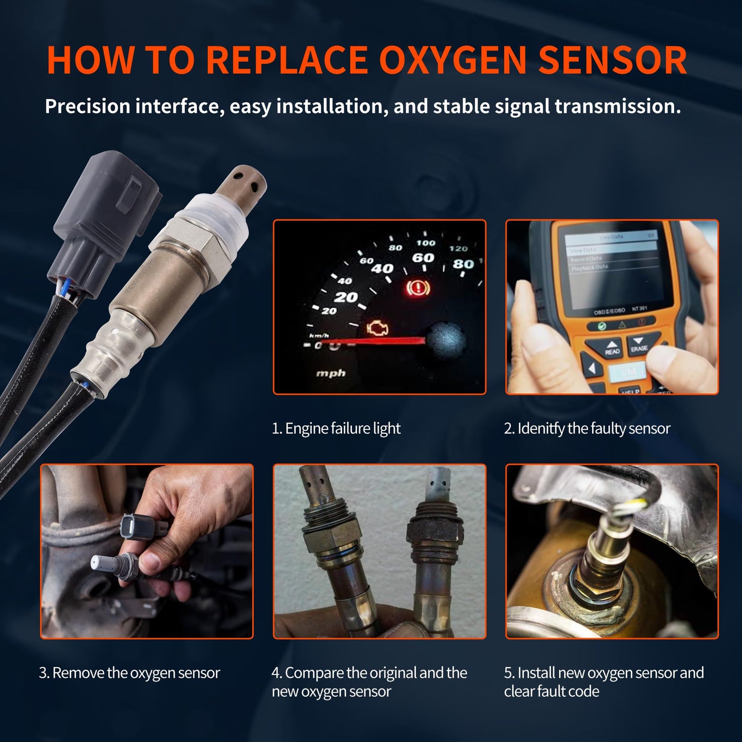 HiSport Upstream O2 Oxygen Sensor Compatible with Toyota Corolla 2003-2004 Matrix 2003-2004 Pontiac Vibe 2003-2004 Replaces 234-4800 2344800