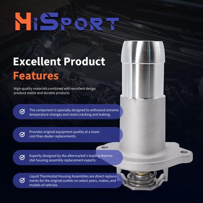 HiSport Engine Coolant Thermostat Housing Assembly - Compatible With Chevy Colorado GMC Canyon Hummer H3 H3T Isuzu I-280 I-290 I-350 I-370 Replace 15-11073