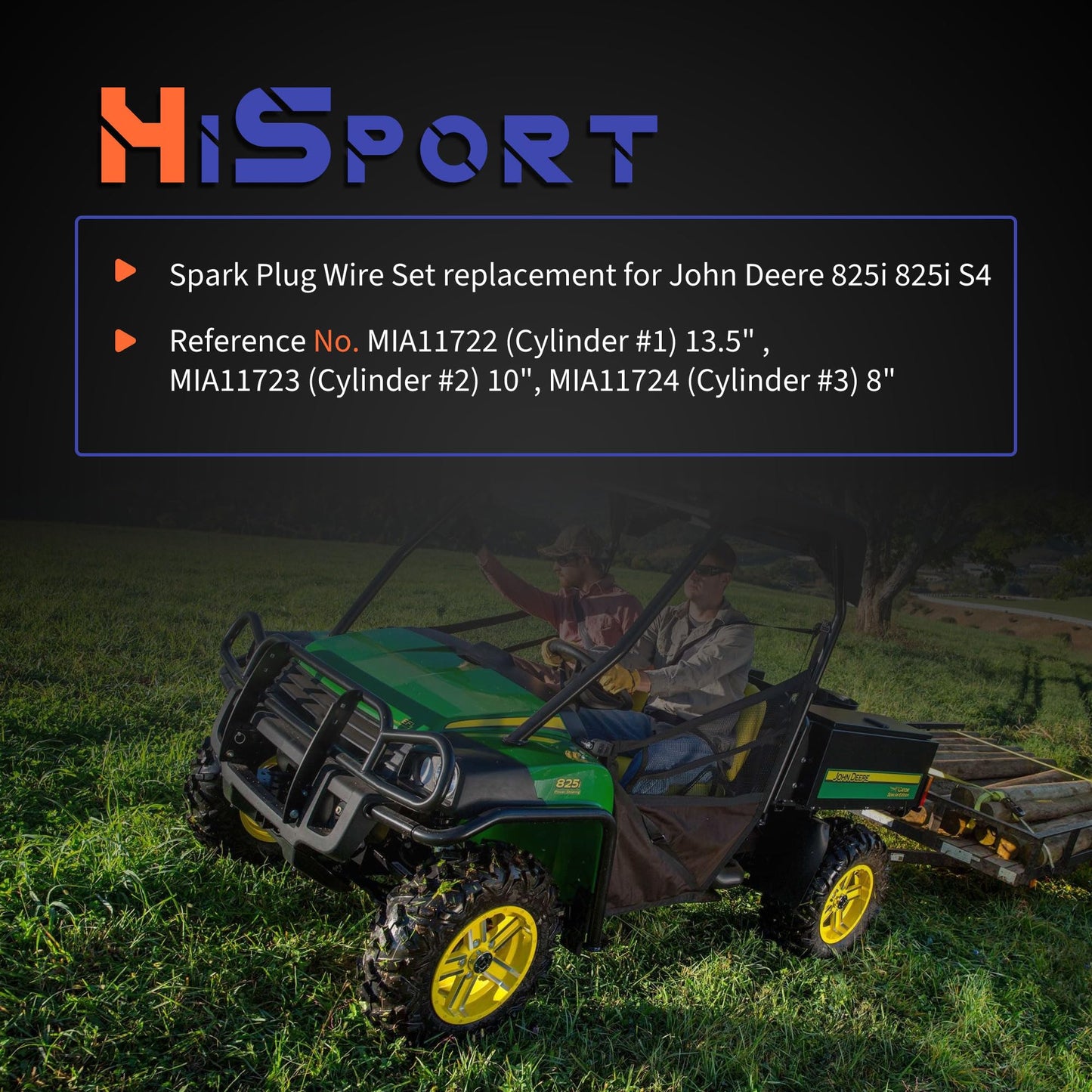 HiSport MIA11724 MIA11722 MIA11723 Spark Plug Wire Kit Replacement for John Deere 825i 825i S4