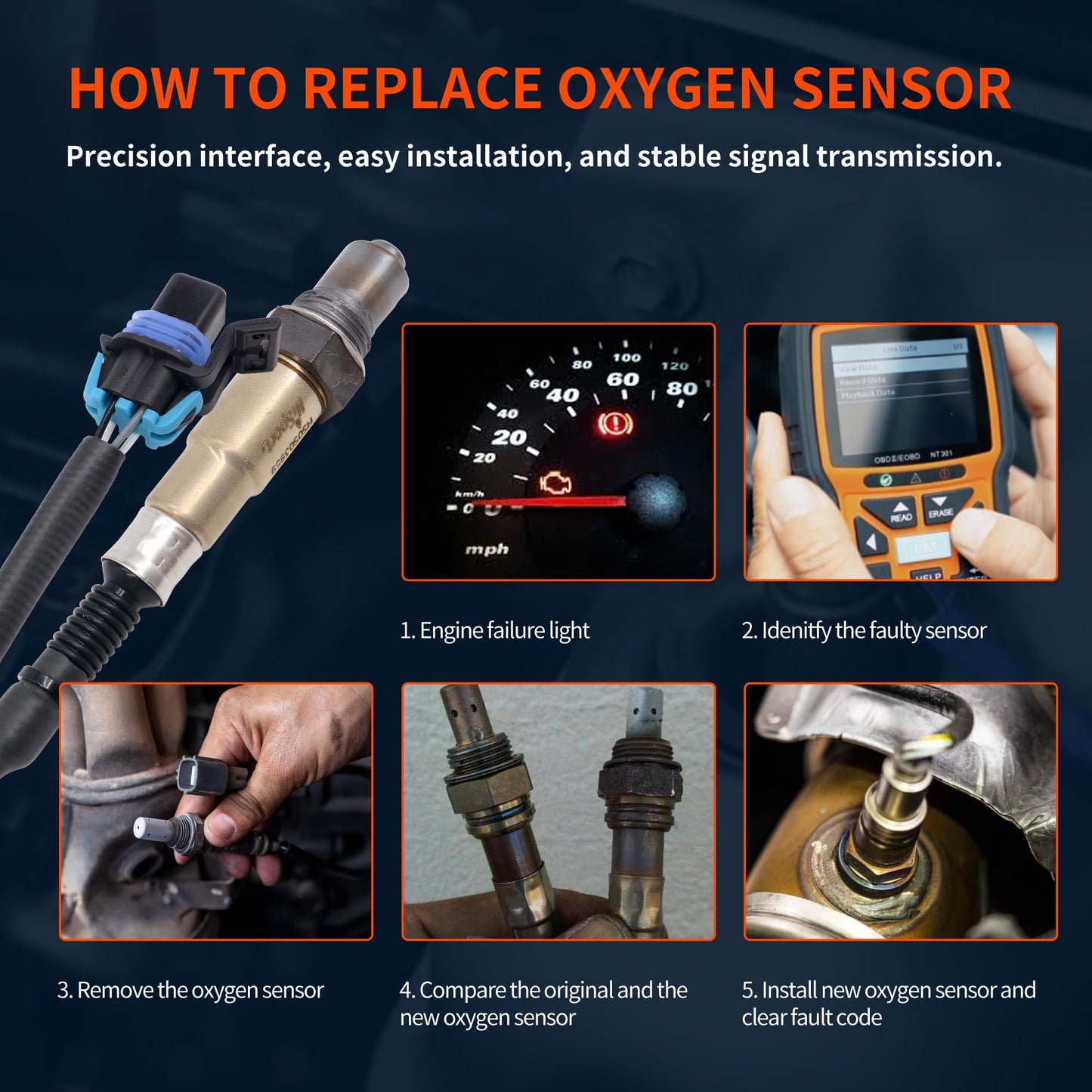 HiSport 3883724 O2 Oxygen Sensor - Compatible with LS Mercedes Mercruiser Volvo Penta 4.3L 4.5L 5.0L 5.7L 8.1L 8.2L - Replace 710-8M2003959 8M2003959