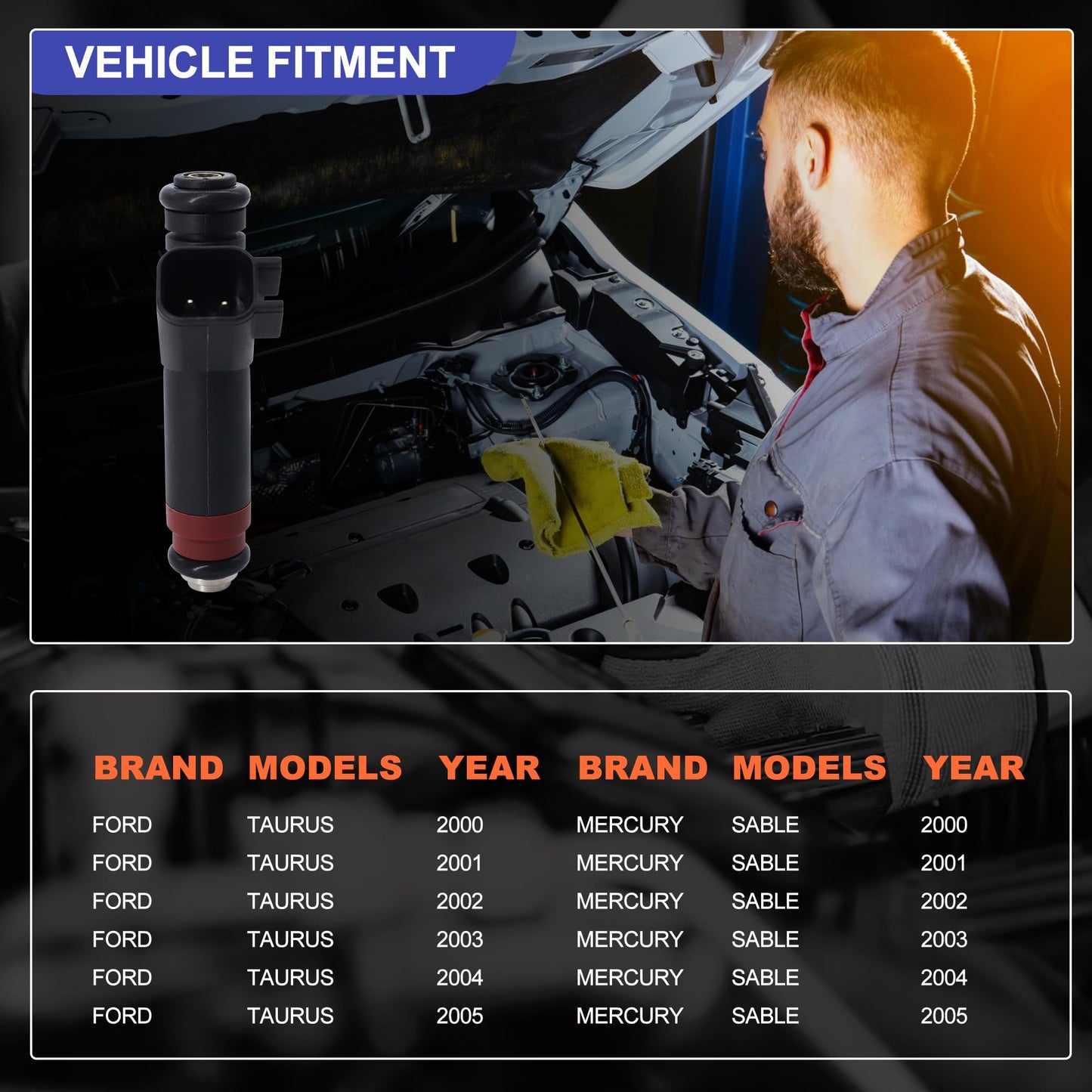 HiSport FJ320 Fuel Injectors Compatible with Ford Taurus 2000-2007,Mercury Sable 2000-2005, 3.0L 6 PCS