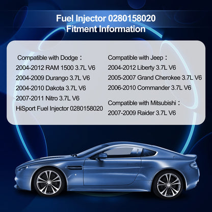 HiSport Fuel Injector 0280158020 Compatible with Jeep Dodge Dakota Mitsubishi Liberty 3.7L (1 Pack)