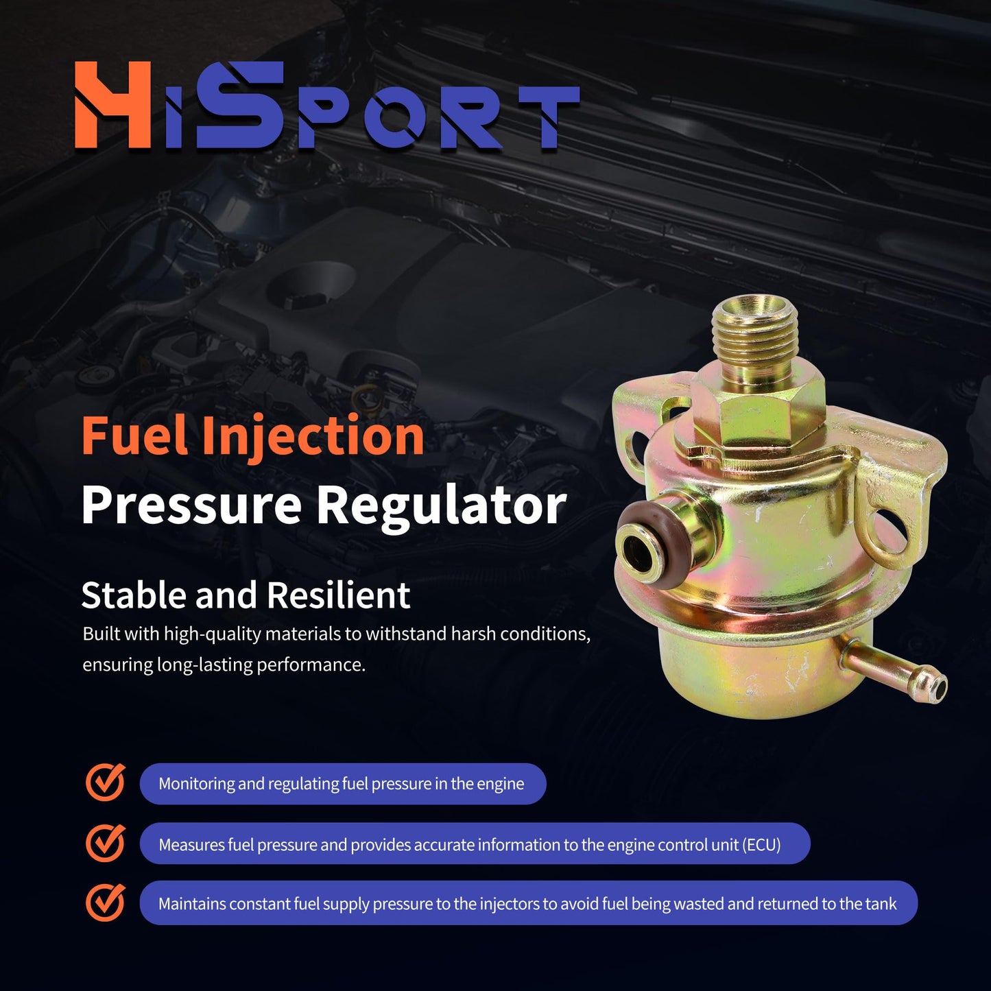 HiSport Fuel Pressure Regulator Auto Parts - Compatible with Ford Aerostar 1990-1997 Mazda B4000 1994-1998 Ranger 1989-1998 Explorer 1991-1998 Navajo 1991-1994 Replaces PR4083 143-217