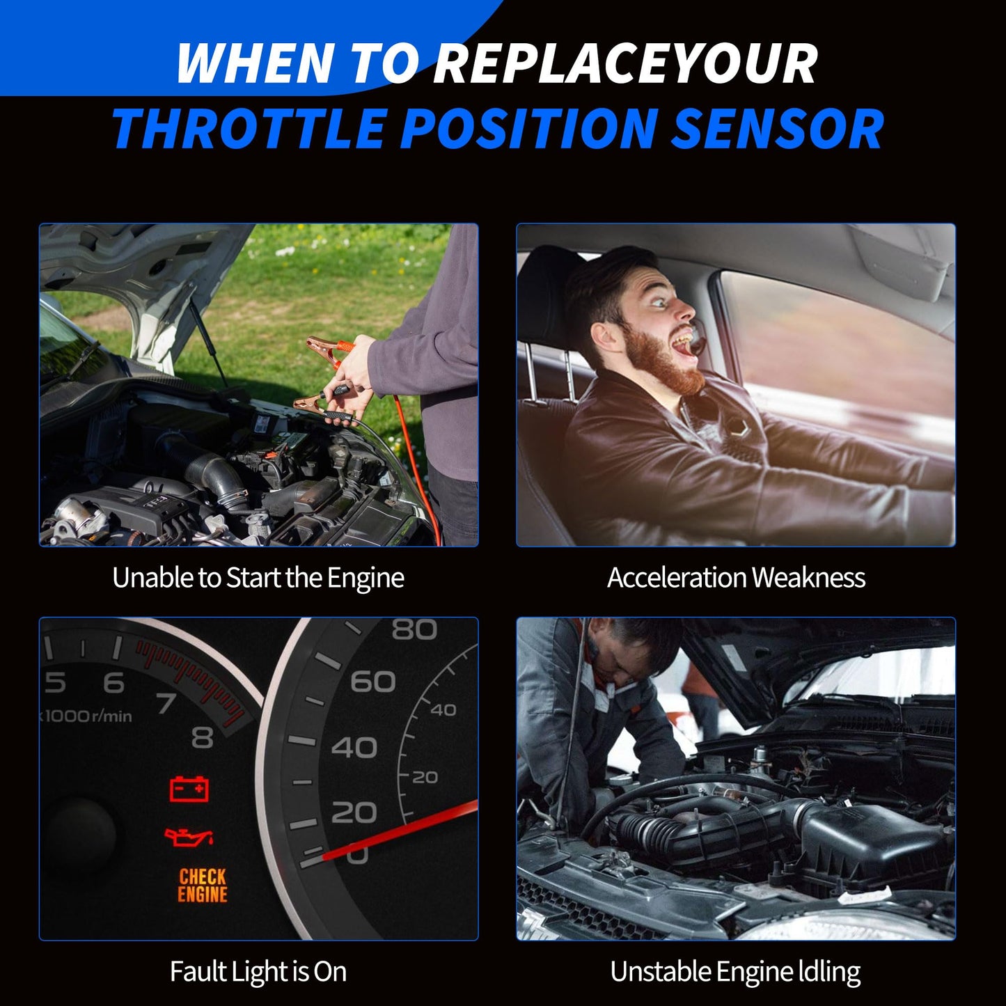 HiSport 1204715 Throttle Position Sensor Compatible with Polaris Ranger 700 800, RZR 800, Sportsman 700 800 850, Scrambler/Sportsman XP 850 Replacement for 2410342