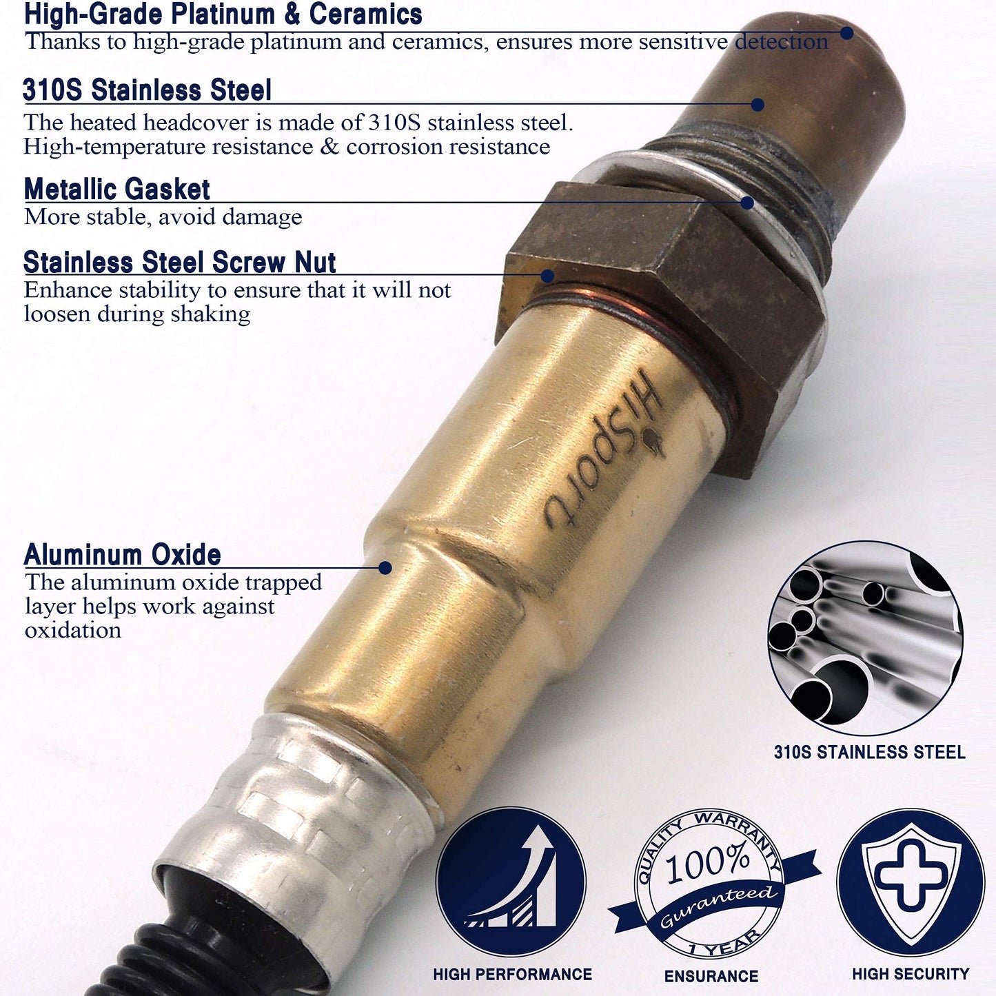 HiSport Wideband Oxygen Sensor Compatible with Porsche Cayenne BMW X5 Dodge Attitude Audi A3 TT Ford Fiesta Lobo Hyundai Accent Veloster Kia Rio Soul Seat Freetrack Leon Replaces 234-5107