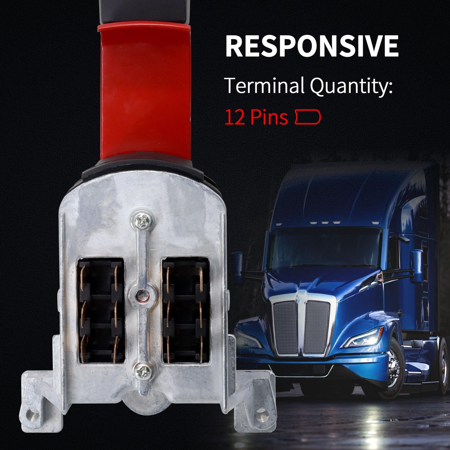 HiSport 82406821 12-Pin Turn Signal Switch Compatible with Kenworth Mack Volvo Replacement for 1MR587AM