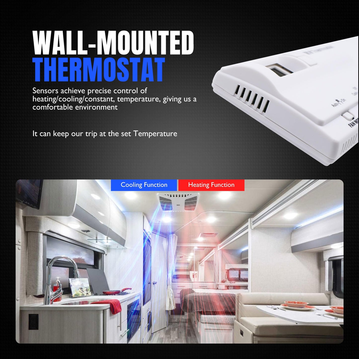 HiSport Motorhome 83303862 Upgrade T-Stat Wall Digital Thermostat Replacement for Coleman Mach 8330-336 337 338 339 368 386 Digital Thermostat Heat/Cool Air Conditioner Digital