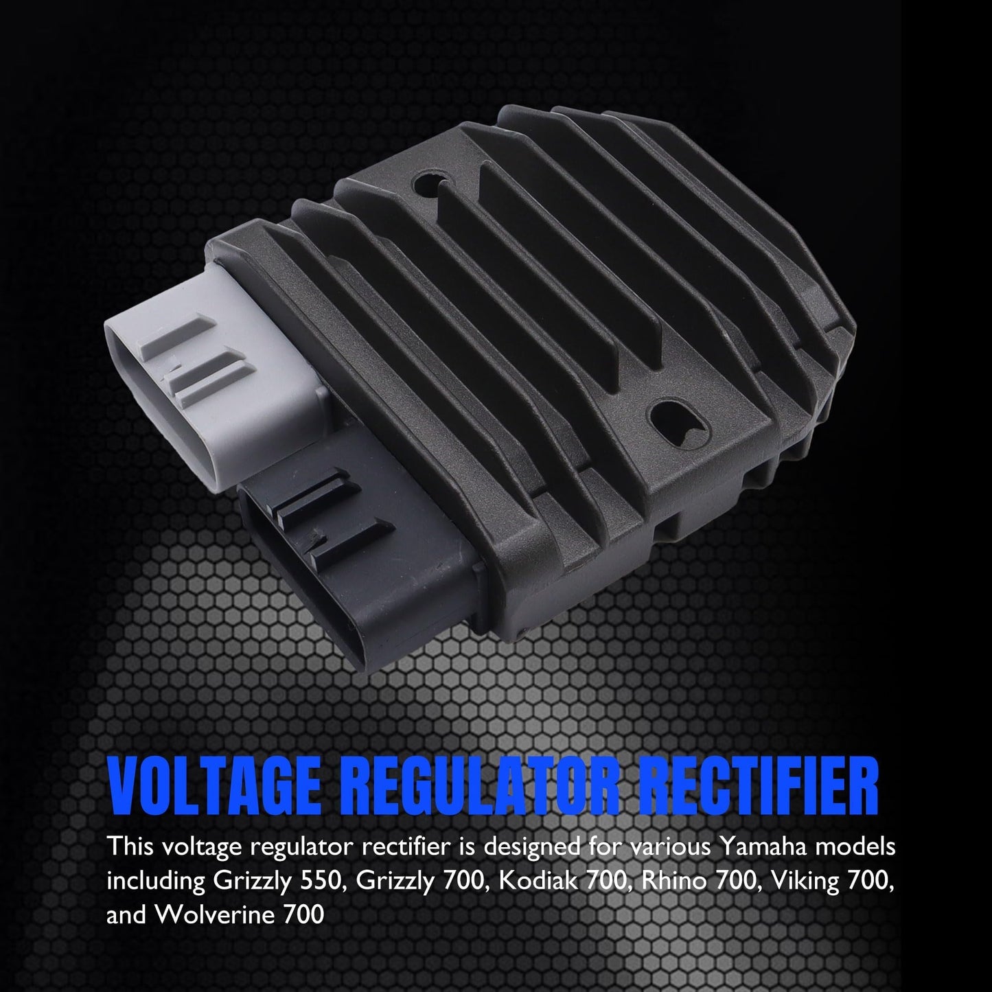 Hisport Voltage Regulator Rectifier - Compatible with Yamaha Grizzly 550 2009-2014/ Rhino 700 2008-2013/ Viking 700 2014-2023/ Kodiak 700 2016-2023/ Wolverine 700 2016-2018 Replaces 1D7-81960-01-00