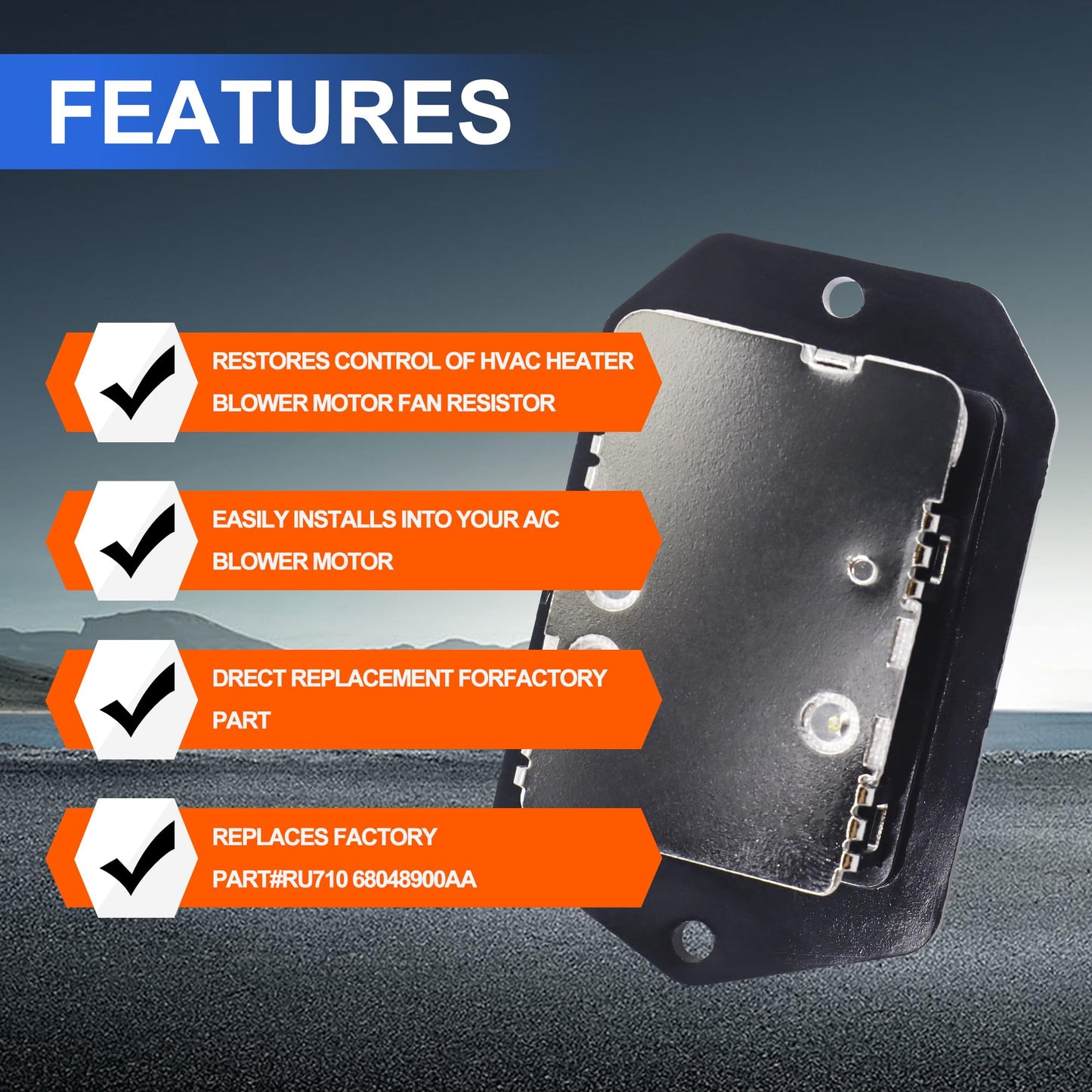 HiSport HVAC Heater Blower Motor Fan Resistor - RU710 68048900AA Compatible with Dodge Ram 1500 2500 3500 4500 5500 2009-2018 Truck Replace 4P1621 973029 RU710 68048900AA 68048900AB