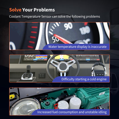 HiSport 3861997 Temperature Sensor Sender - Compatible with Volvo Penta 4 Cylinder V6 and V8 Gasoline Marine Engines - Replace 3862500 18-7513