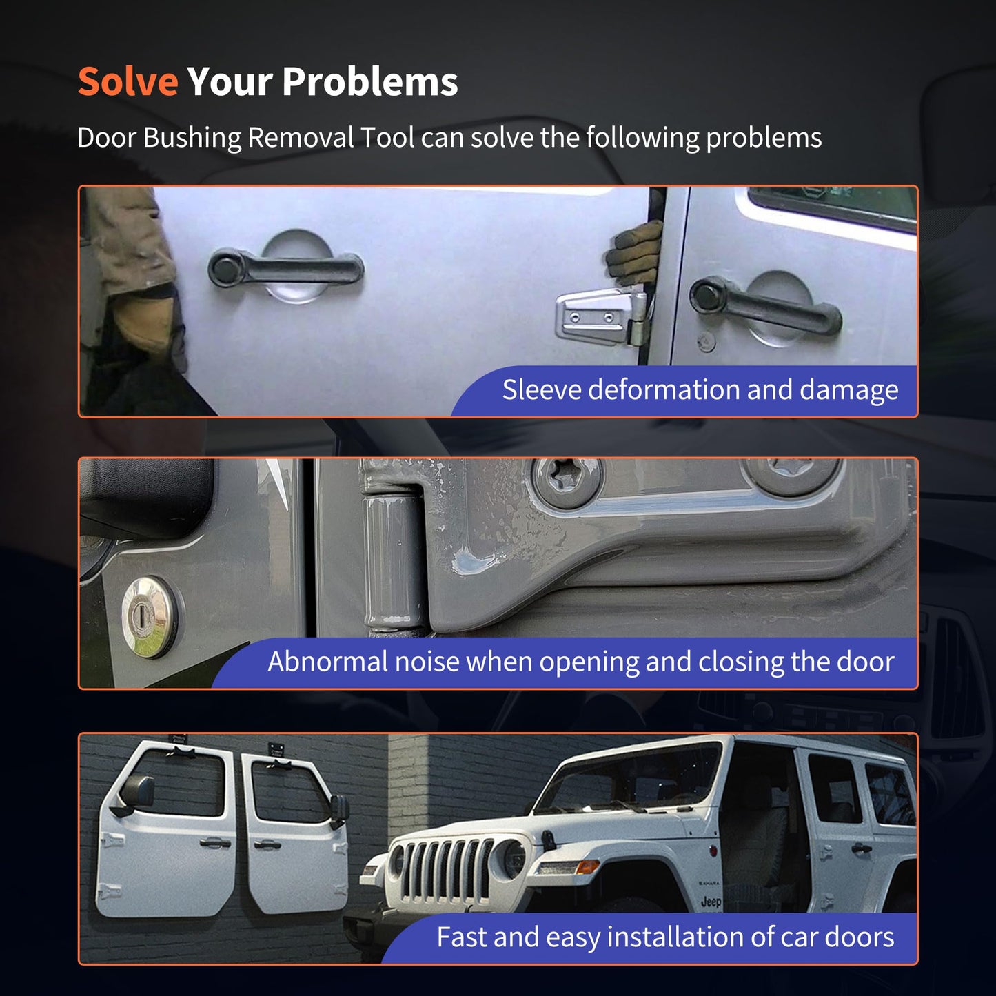 HiSport Door Bushing Removal Tool Hinge Liners Door Pin Guides - Compatible with Jeep Wrangler JK JKU JL JLU Gladiator JT 2007-2020