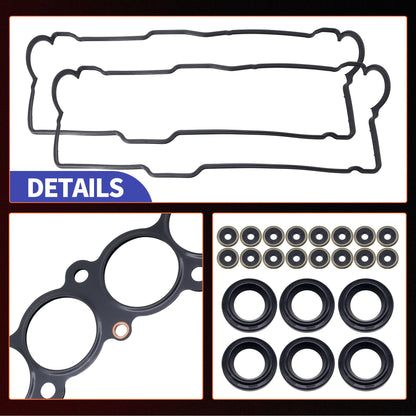 HiSport Engine Cylinder Valve Cover Gasket Set - Compatible with Toyota 1995-2004 Tacoma 3.4L 2000-2004 Tundra 3.4L 1996-2002 4Runner 3.4L 1995-1998 T100 3.4L - Replace VS50422R