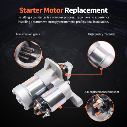 HiSport New Starter Motor - Compatible with Chevy City Express Compatible with Nissan NV200 Sentra Juke Cube Tiida Versa Micra 2007-2021 - Replace 19317693
