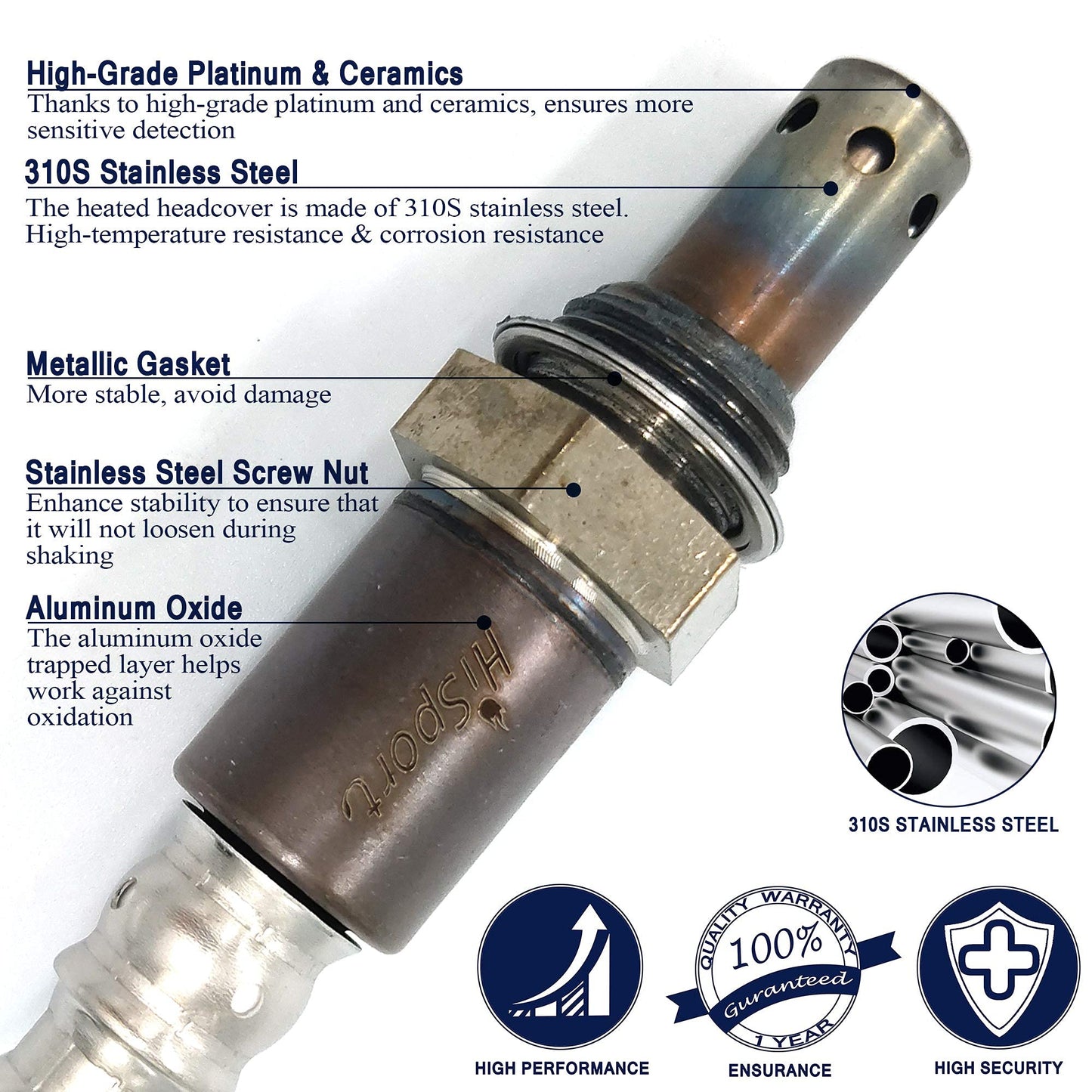 HiSport Oxygen Sensor Compatible with Toyota Tundra Tacoma Sequoia Land Cruiser FJ Cruiser 4Runner, Lexus LX470 LS600H LS460 IS350 IS250 GX470 GS450H 2007-2011 GS350 2007-2008 Replacement for 234-9051