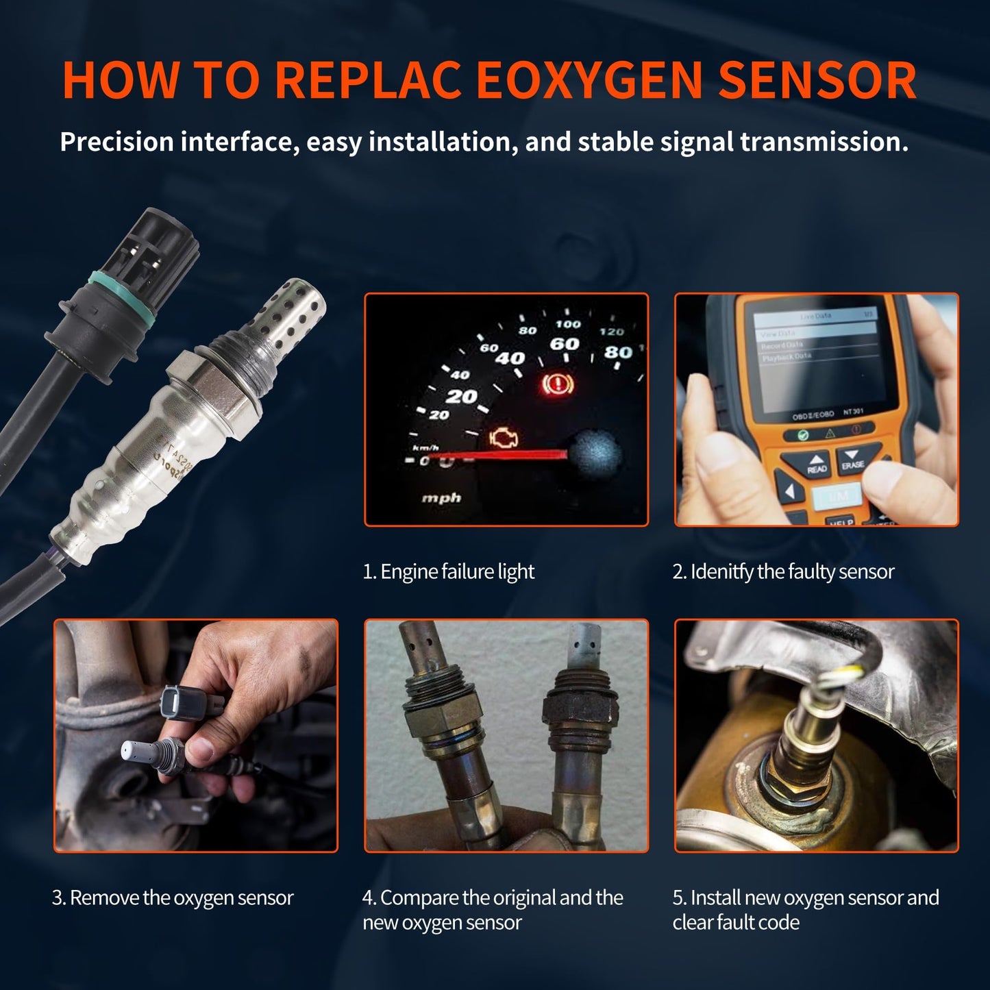 HiSport O2 Oxygen Sensor, Compatible with BMW 1 Series M 125i 128i 130i 135i 323i 325i 328i 330i X3 X5 X6 Z4 Alpina B6 B7L 760Li 750Li 740Li 650i 550i GT 535xi 528xi 335xi 330xi Replaces 250-24713