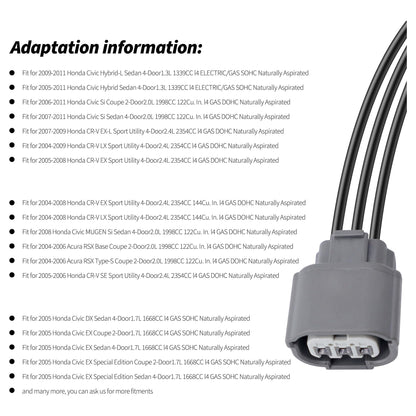 HiSport Crank Position Sensor Connector Compatible with Acura TSX 2.4 2004-2008, Honda Accord 2.4 2003-2007, Element 2.4 2003 2004 2005 2006 2007 2008 2009-2011, Civic 1.8 2006-2011, Fit 2007-2008