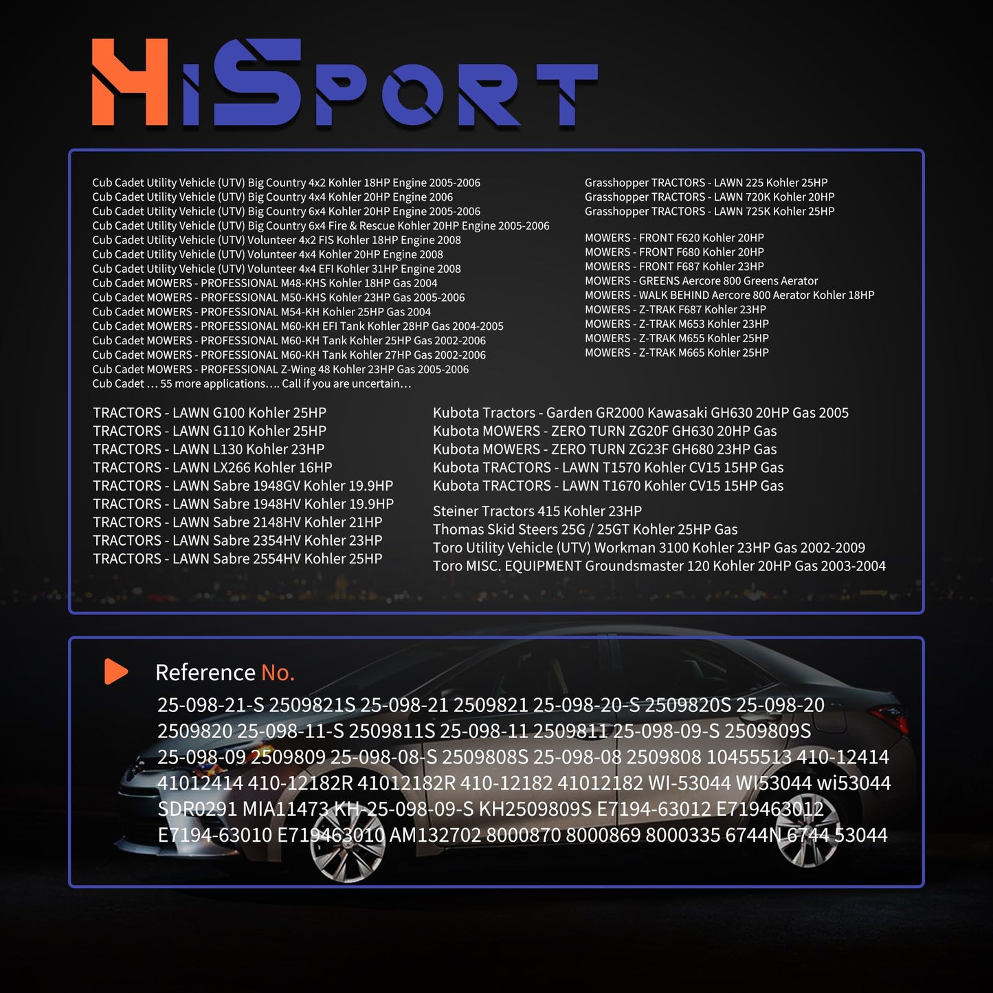 HiSport 2509808 Starter Motor 12V 0.8Kw 10-Tooth - Compatible with Kohler Engine Models 15HP 16HP 17HP 18HP 19.9HP 20HP 21HP 23HP 25HP 27HP 28HP 30HP 31HP - Replace 2509821S 2509811S