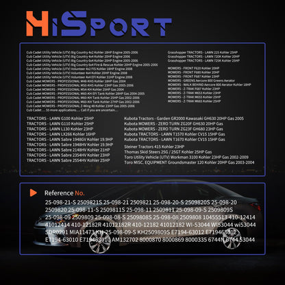 HiSport 2509808 Starter Motor 12V 0.8Kw 10-Tooth - Compatible with Kohler Engine Models 15HP 16HP 17HP 18HP 19.9HP 20HP 21HP 23HP 25HP 27HP 28HP 30HP 31HP - Replace 2509821S 2509811S