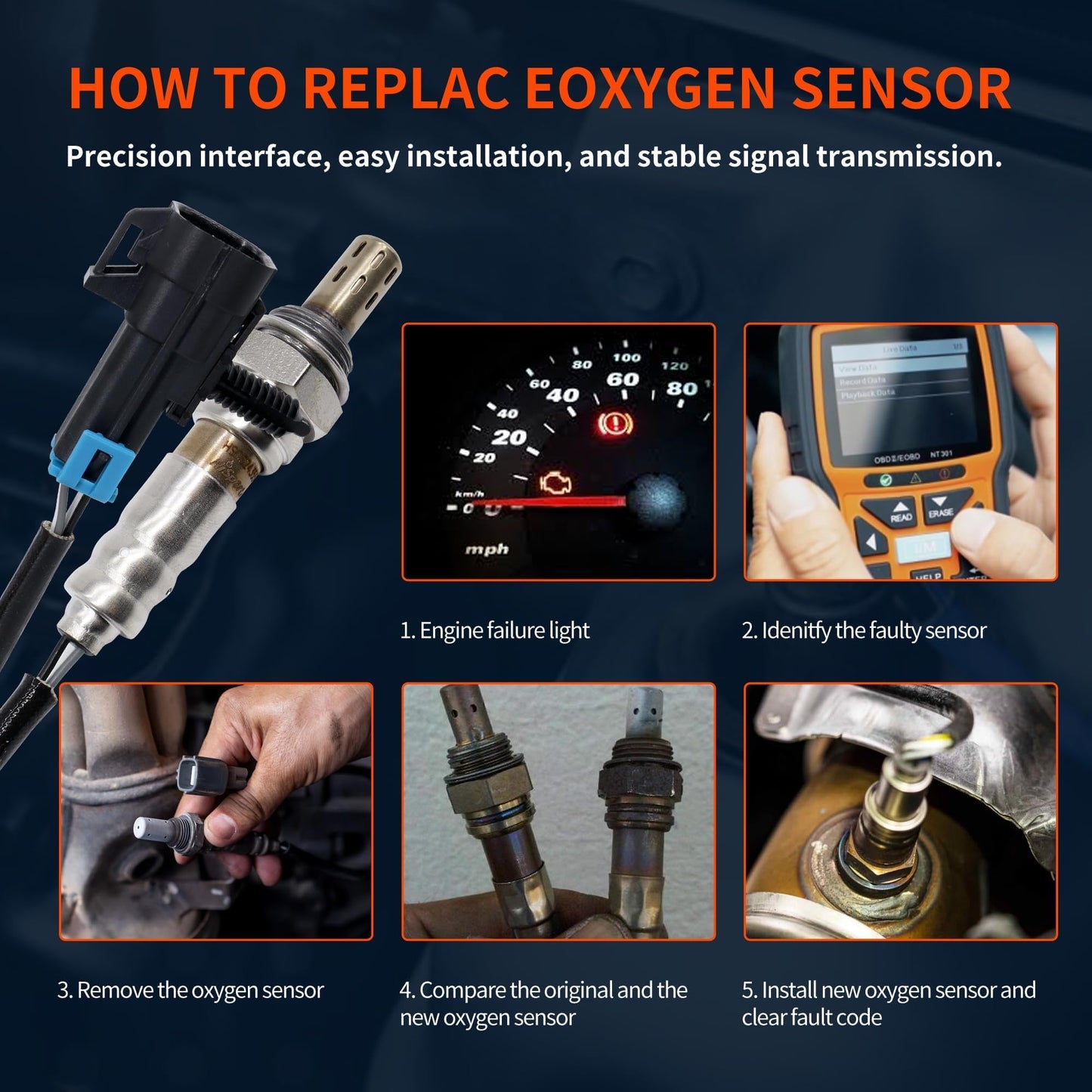 HiSport 250-24355 Oxygen Sensor Upstream Compatible with Cadillac CTS Escalade, Chevrolet Astro Avalanche Tahoe, GMC Envoy Safari Yukon, Hummer H2, Isuzu Ascender, Oldsmobile Bravada, Saturn L Sedan