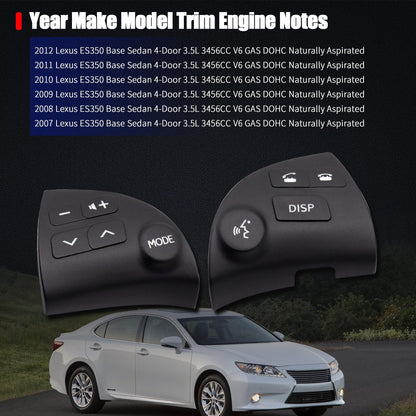 HiSport Steering Wheel Volume Control Switch Button Left and Right - Compatible with Lexus ES350 2006 2007 2008 2009 2010 2011 2012 Replaces 84250-33190-C0