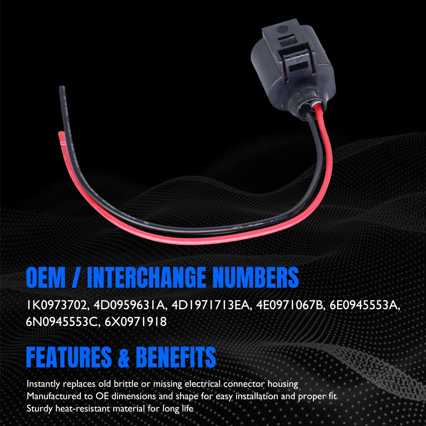 HiSport 2 Pin Temperature Sensor Wiring Harness Connector - Compatible with Auddi A4 A6 A8 Q5 Q7 Replace# 1J0973702