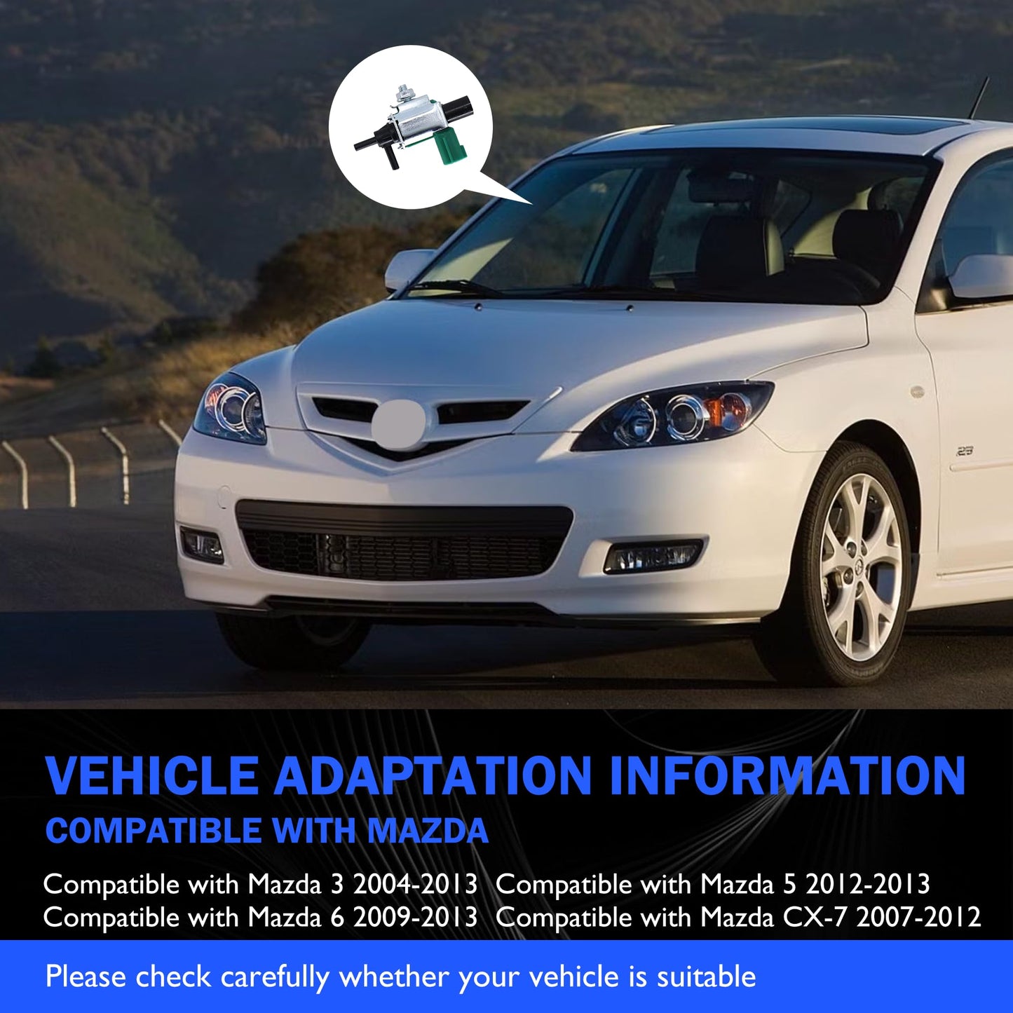 HiSport Vacuum Solenoid Valve - Compatible with Mazda 3 2004-2013 5 2012-2013 6 2009-2013 CX-7 2007-2012 - Replace K5T46588 K5T46597