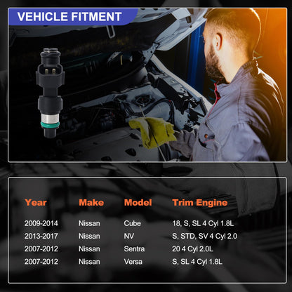 HiSport Fuel Injectors FBY2850 Replacement For Nissan Versa Cube Sentra NV200 2007-2014 Replace 16600-EN200 4PCS