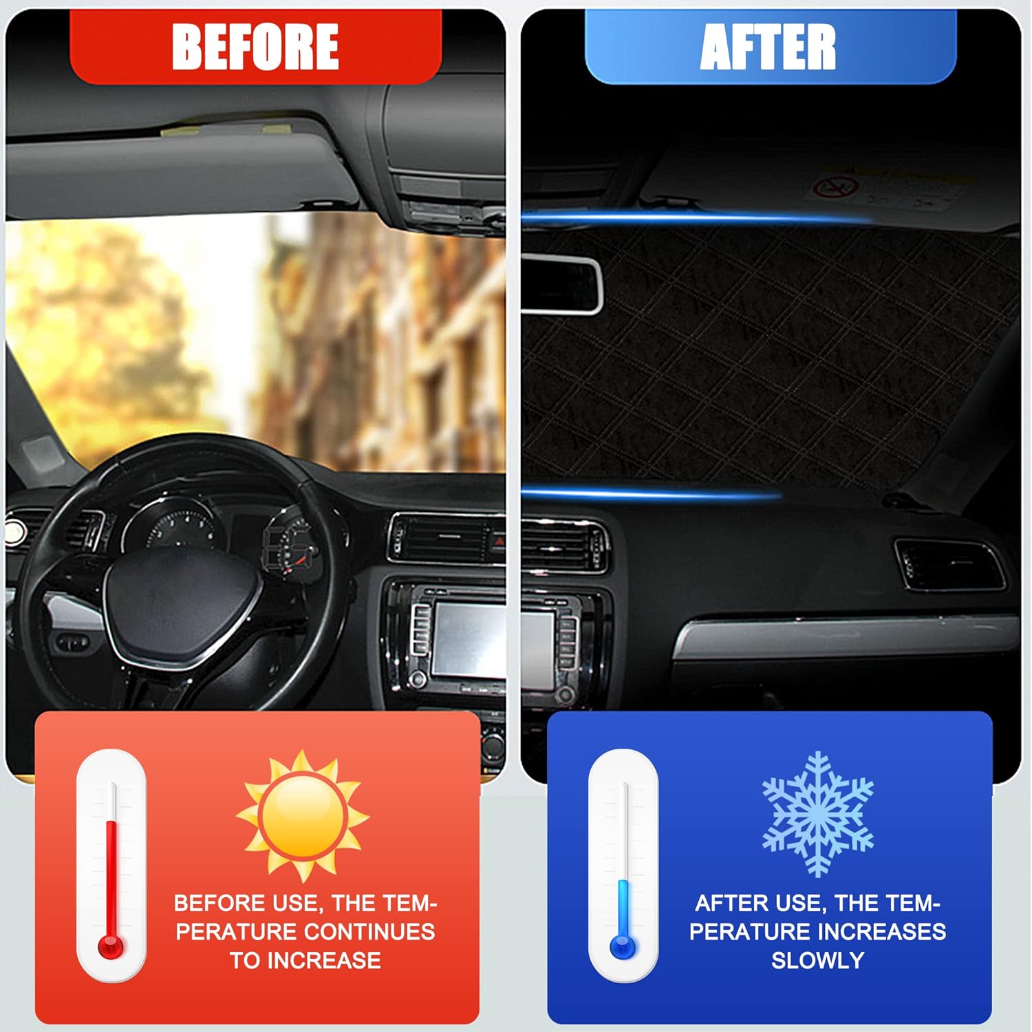 HISports Car Windscreen Cover Sunshades Car Front Windshield Cover Foldable Windscreen Sun Shade Summer Car Protection Foldable Removable Windscreen Cover for Snow Frost Sun UV Dust Water Resistent