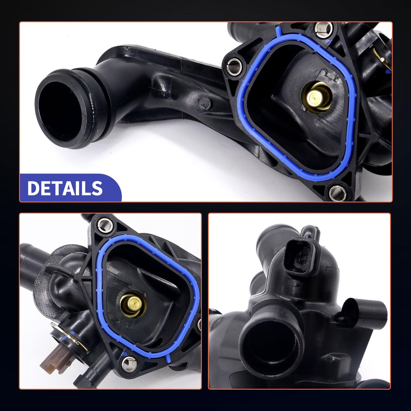 HiSport Engine Coolant Thermostat and Housing Assembly with Sensors 11537534521 Compatible with Mini Cooper 2007-2013, Cooper Countryman 2011-2013 - DOHC, 1.6L